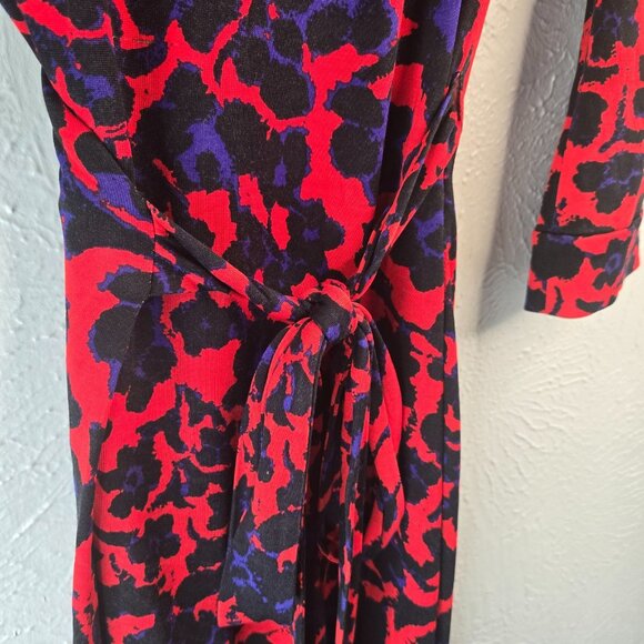 Diane von Furstenberg Julian Wrap Dress Sz 6 Floral Silk Formal Cocktail V Neck - Picture 9 of 13